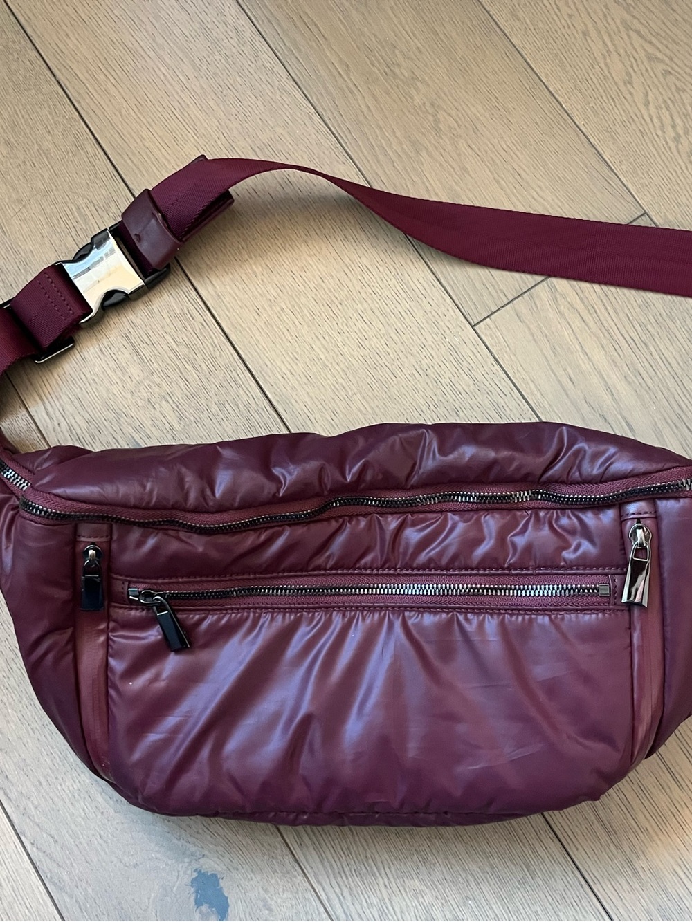 Caraa Eggplant / Plum Large Fanny Pack Multiple Pockets